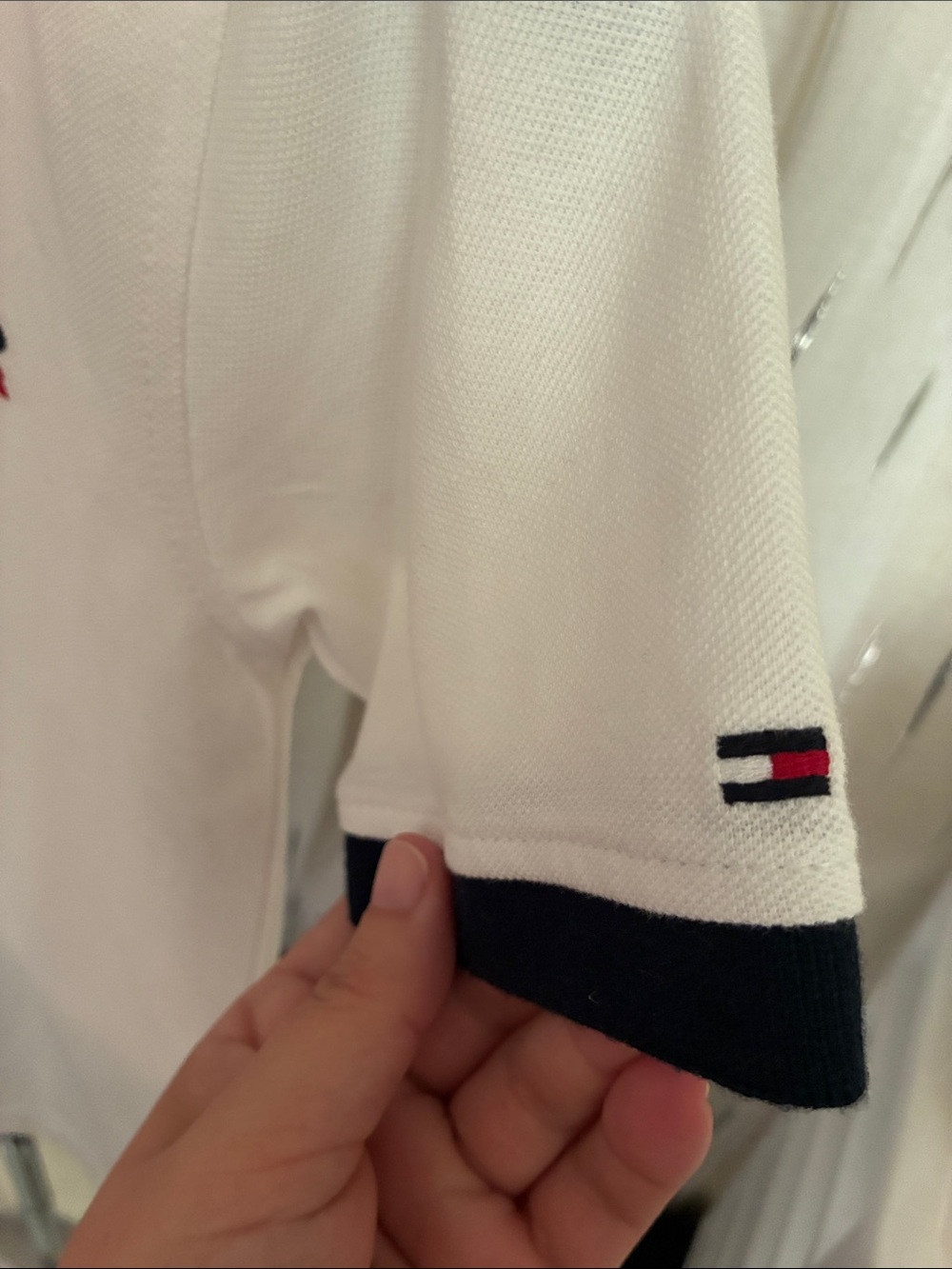 Tommy Hilfiger White Polo with Red & Navy Accents - Picture 5 of 5
